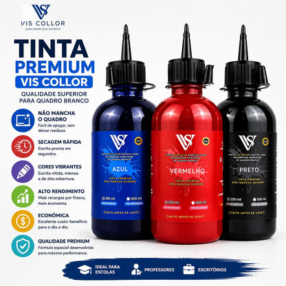 3 Tintas Premium  250 ML Para Pincel Maracdor Canetão  de quadro branco Lousa - Não Mancha