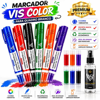 6 Marcador pincel de quadro branco lousa + 6 Recargas Extras + Brinde