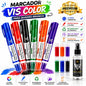 6 Marcador pincel de quadro branco lousa + 6 Recargas Extras + Brinde