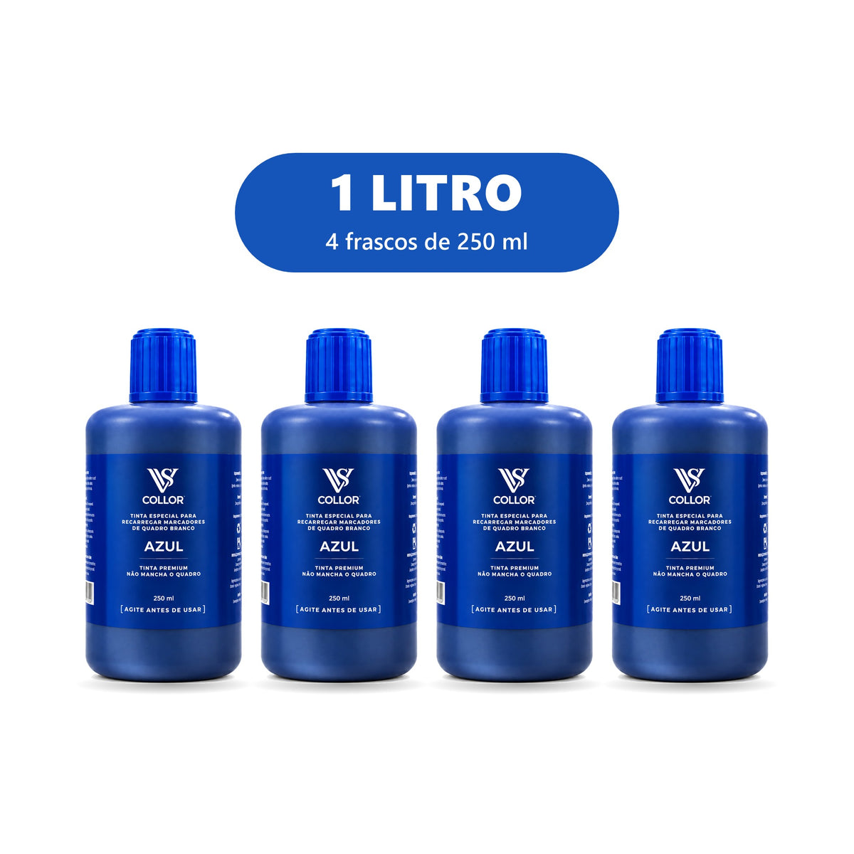 Tinta 1 litro Azul - 4 frascos de 250 ml