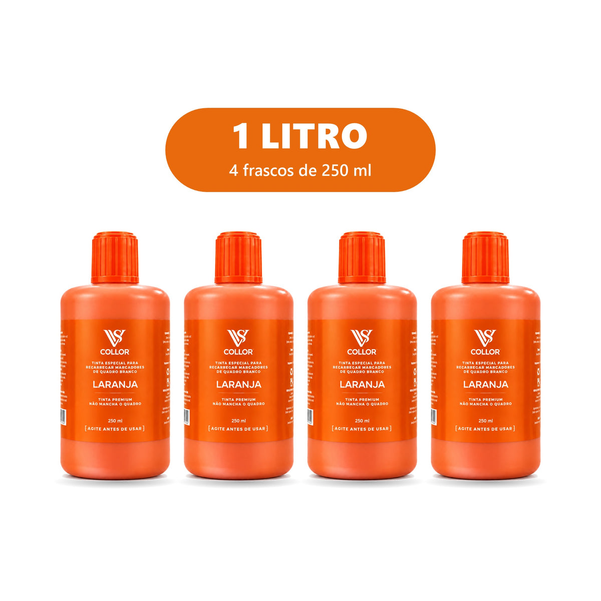 Tinta 1 litro Laranja - 4 frascos de 250 ml