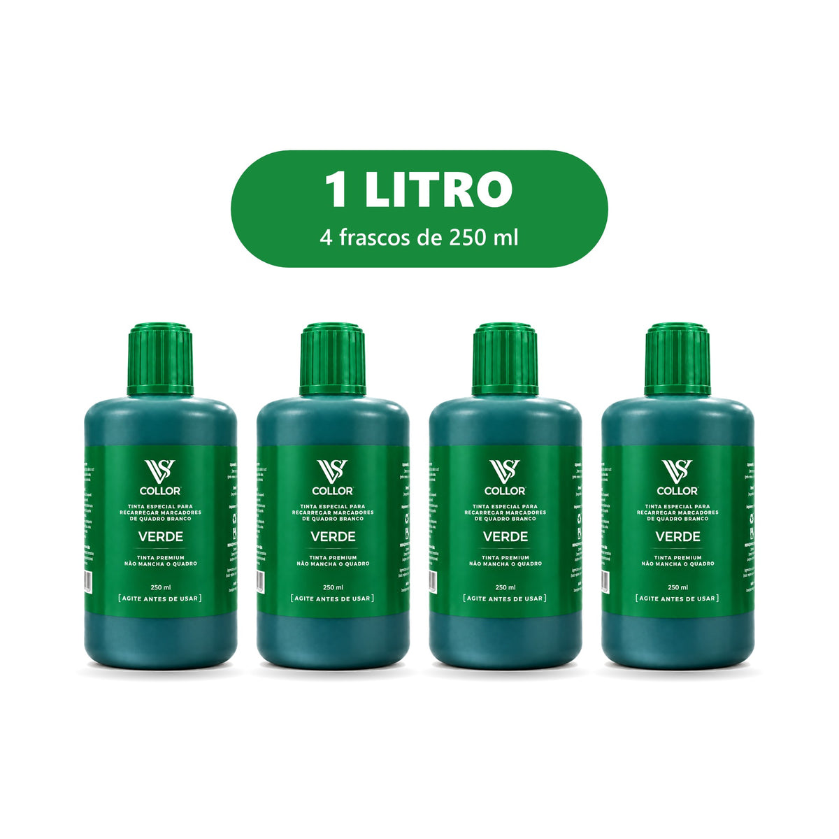 Tinta 1 litro Verde - 4 frascos de 250 ml